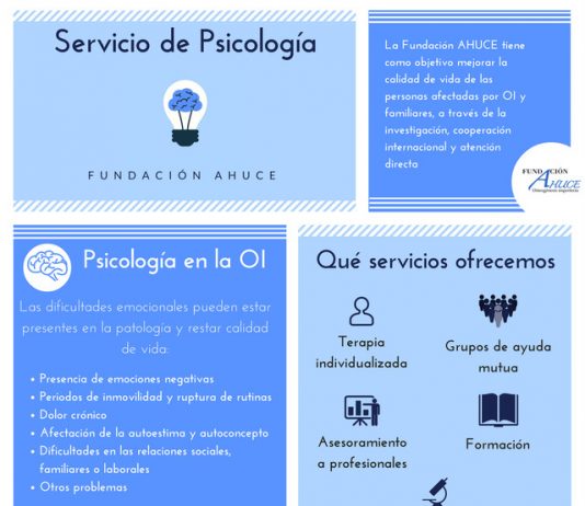 Servicio de psicología para personas con Osteogénesis Imperfecta Servicio Psicología Fundación Ahuce
