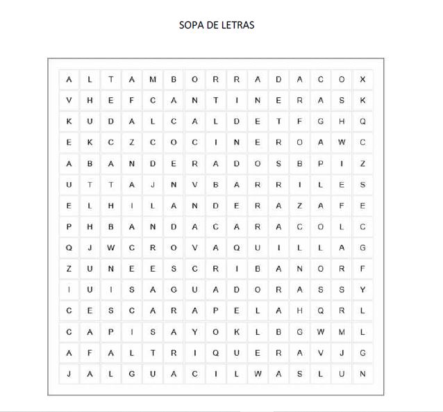 Sopa de letras sobre fiestas